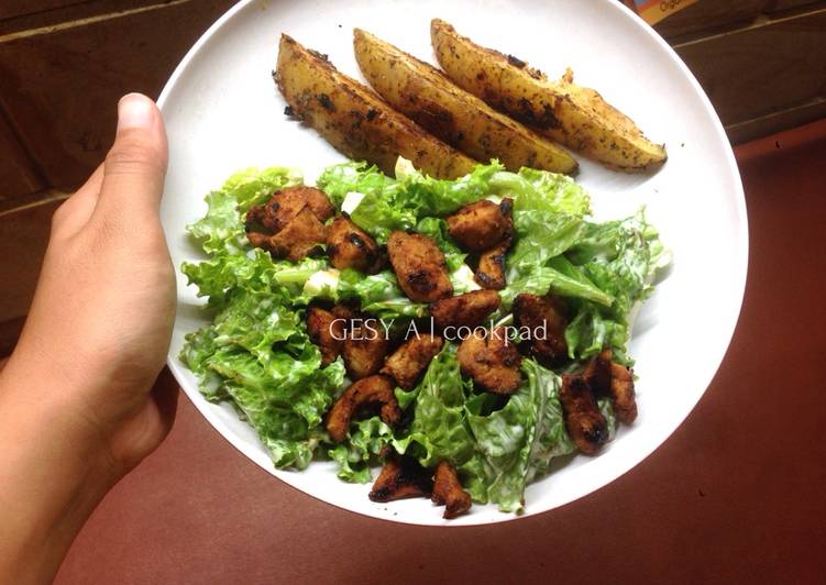 Chicken Salad with Potato Wedges