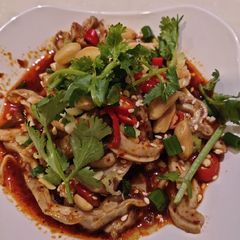 A picture of Pig Ear in Chilli Sauce.
