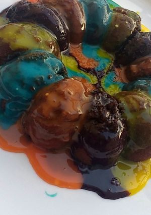 A picture of Colorful Chocolate Biscuit Cake.