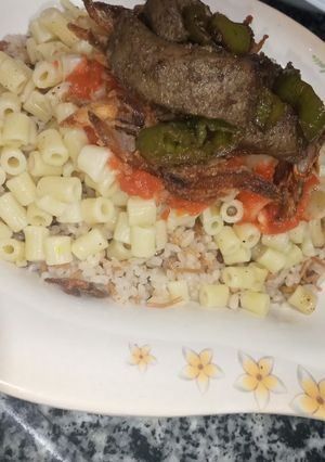 صورة لوصفة كشري بالكبده بكل تكاته 😋 كشري المحلات 😋