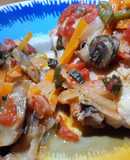 Pollo con vegetales al disco