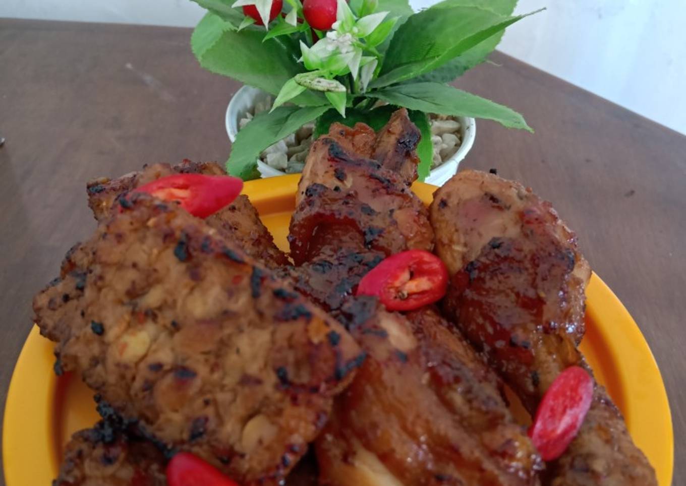 Tempe ayam bakar bumbu rujak