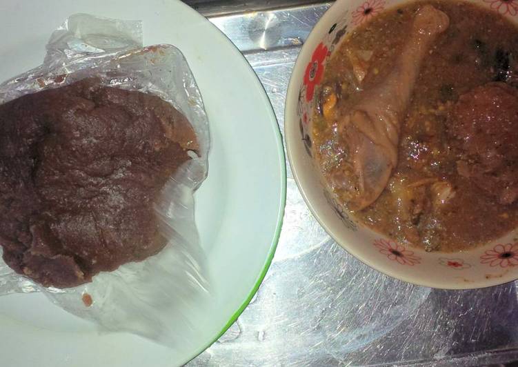 Tasty And Delicious of Amala(yam flour) and Dried okro soup