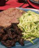 Spaghetti de zapallo italiano con callampas