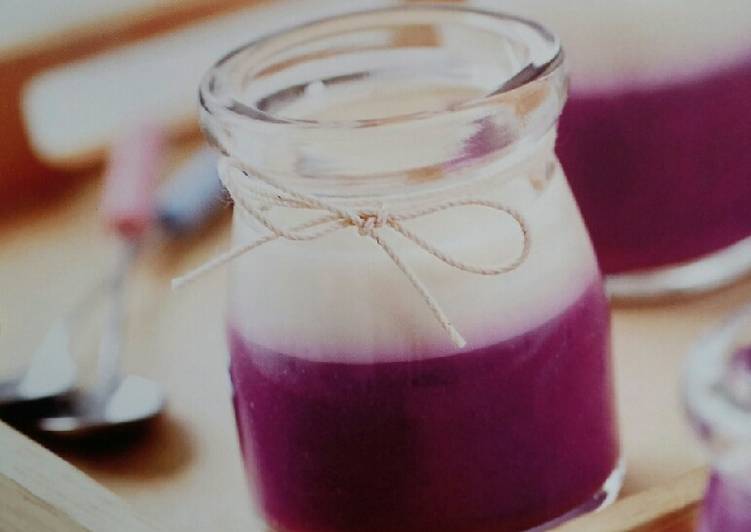 Purple sweet potato and milk pudding