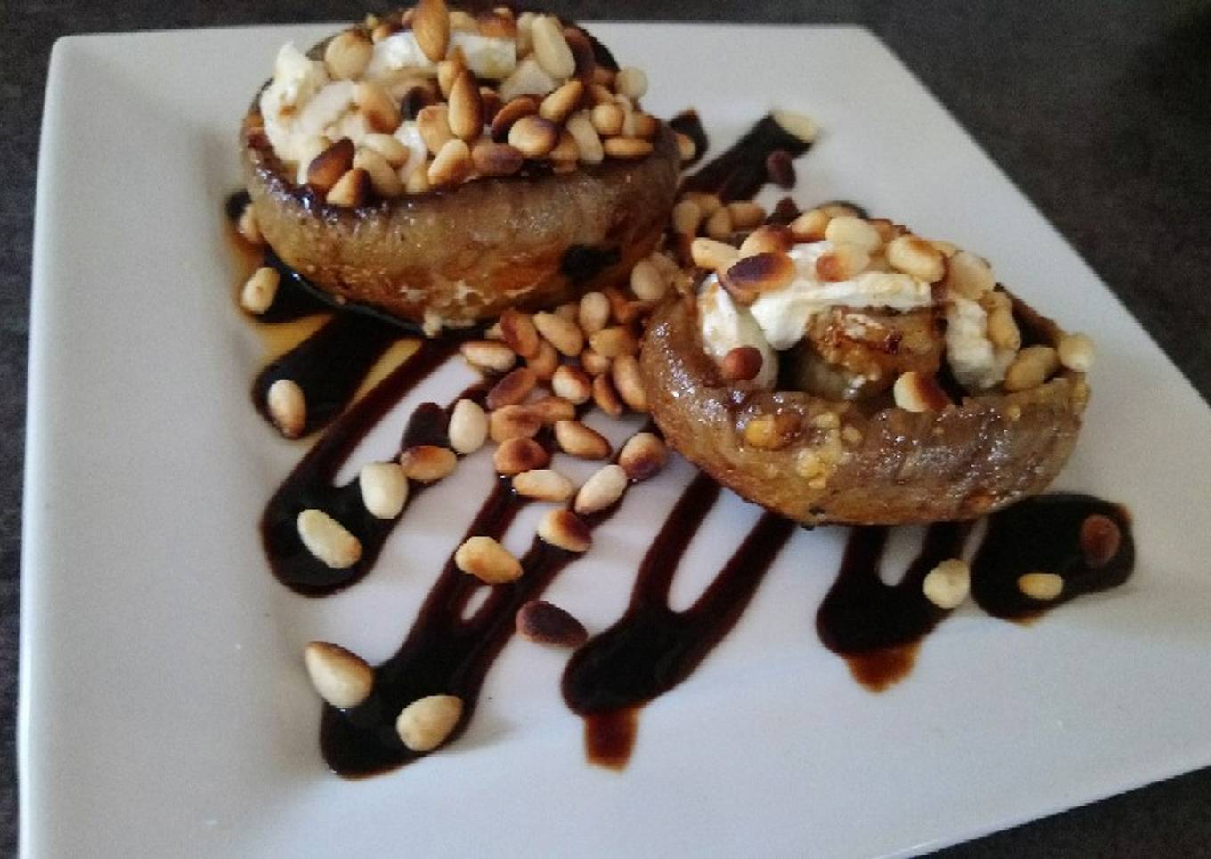 Garlic Mushrooms with Goats Cheese & Pine Nuts