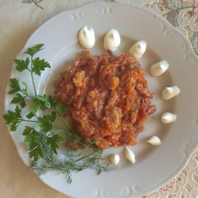 Тушёная капуста с мясом и рисом - Овощные - Вторые блюда - Мои любимые рецепты