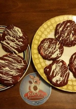 A picture of Red velvet cheesecake cookies.