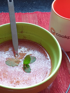 A picture of TomatoeSoup,ginger,garlic and cinnamon# themechallenge.