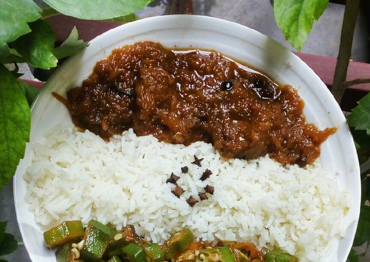 Simple Way to Make Super Quick Homemade Rice, pumpkin and lady finger vegetables