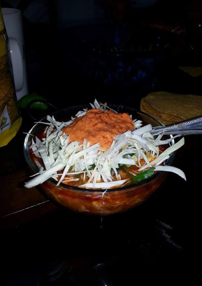 A picture of Chicken or pork pozole.