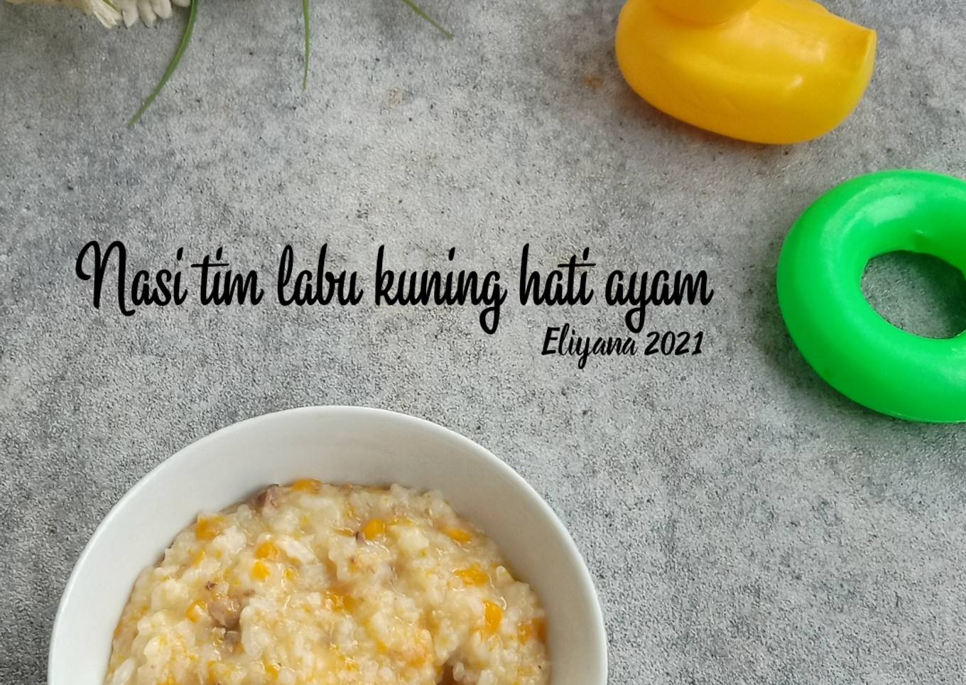 Nasi tim labu kuning hati ayam (Mpasi)