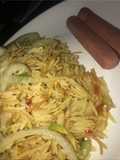 Soyayyar shinkafar basmati rice tare da spaghetti da sausage