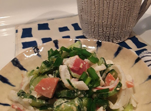A picture of Imitation Crab, Shio Koji Japanese Cucumber Salad.
