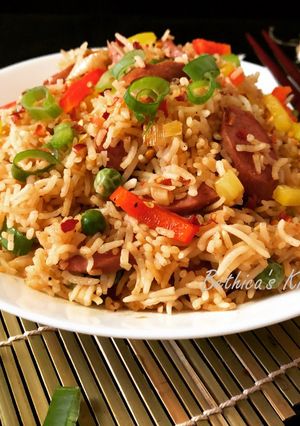 A picture of Sausage Fried Rice - Chinese style.