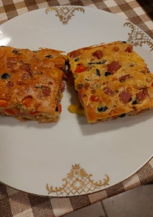 O poză a rețetei Chec rapid cu șuncă și legume.