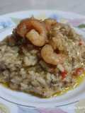 Risotto de champiñones y pimentón rojo