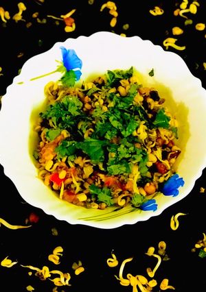 A picture of Mixed Sprouts Poha.