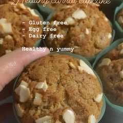 A picture of Yummy vegan carrot cupcake (dairy free, gluten free, egg free).