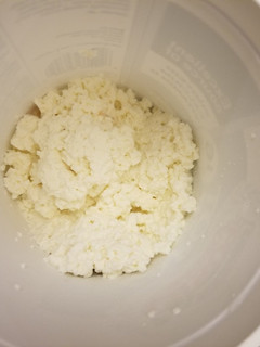A picture of Homemade ricotta cheese.
