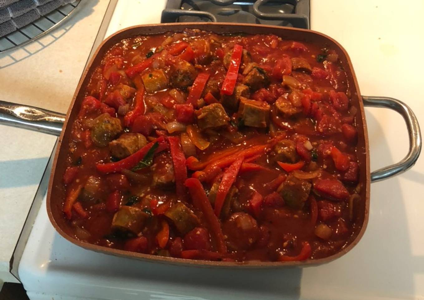 Lainy’s Pasta w/ Sausage, Peppers & Onions