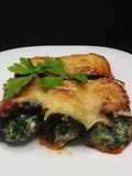 Canelones de berenjena rellenos de queso y espinacas