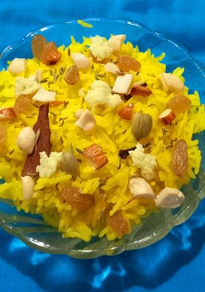 A picture of Zarda પુલાવ.