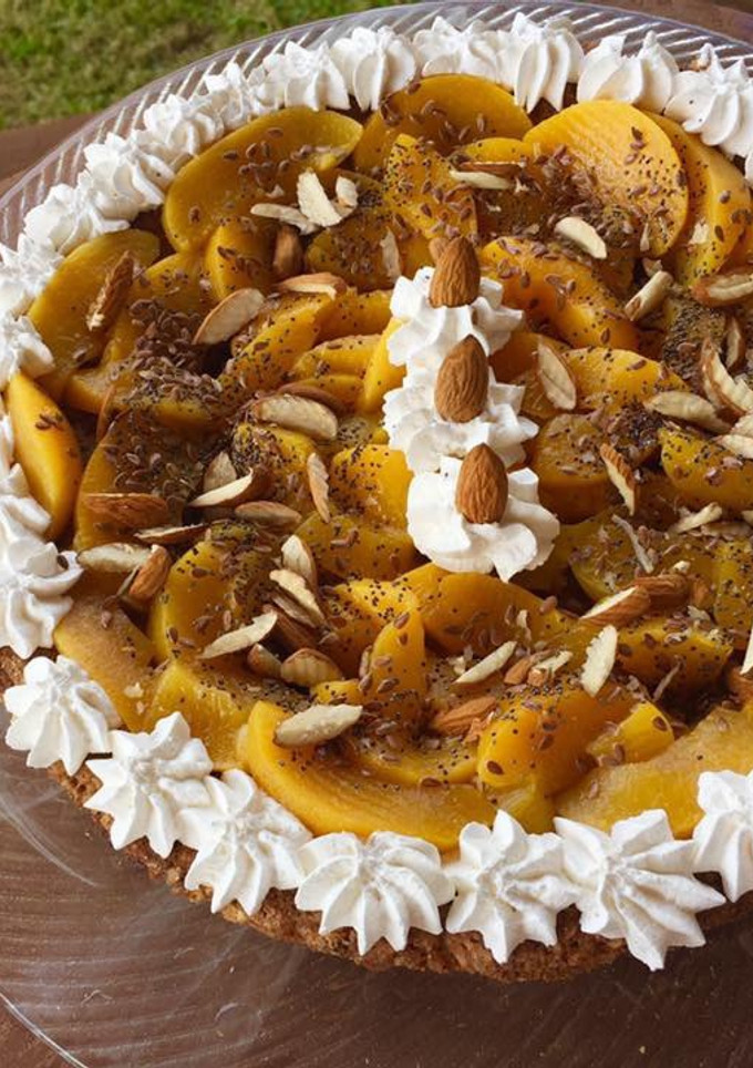 Una foto de Tarta de duraznos sin gluten y sin lactosa