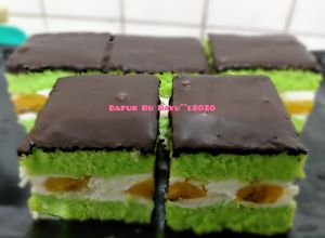 Foto resep Cake Pandan Susun Pisang Keju Coklat