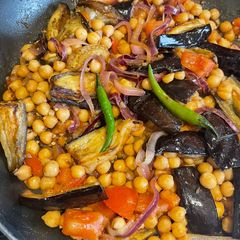 Aubergine & Chickpea Curry A picture of Aubergine & Chickpea Curry.
