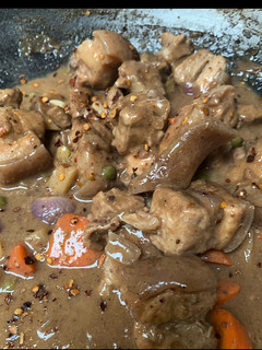 A picture of Filipino Food Series: Mom’s Sweet & Spicy Pork Caldereta (Pork Stewed in Liver Paste).