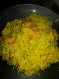 Rizoto de arroz y salchichas