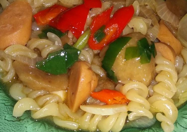Recipe: Yummy MasisSo pedas manis (makaroni, sosis, bakso)