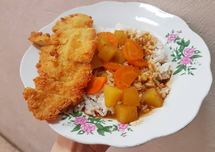 Langkah Mudah untuk Membuat Chicken katsu with curry rice, Lezat