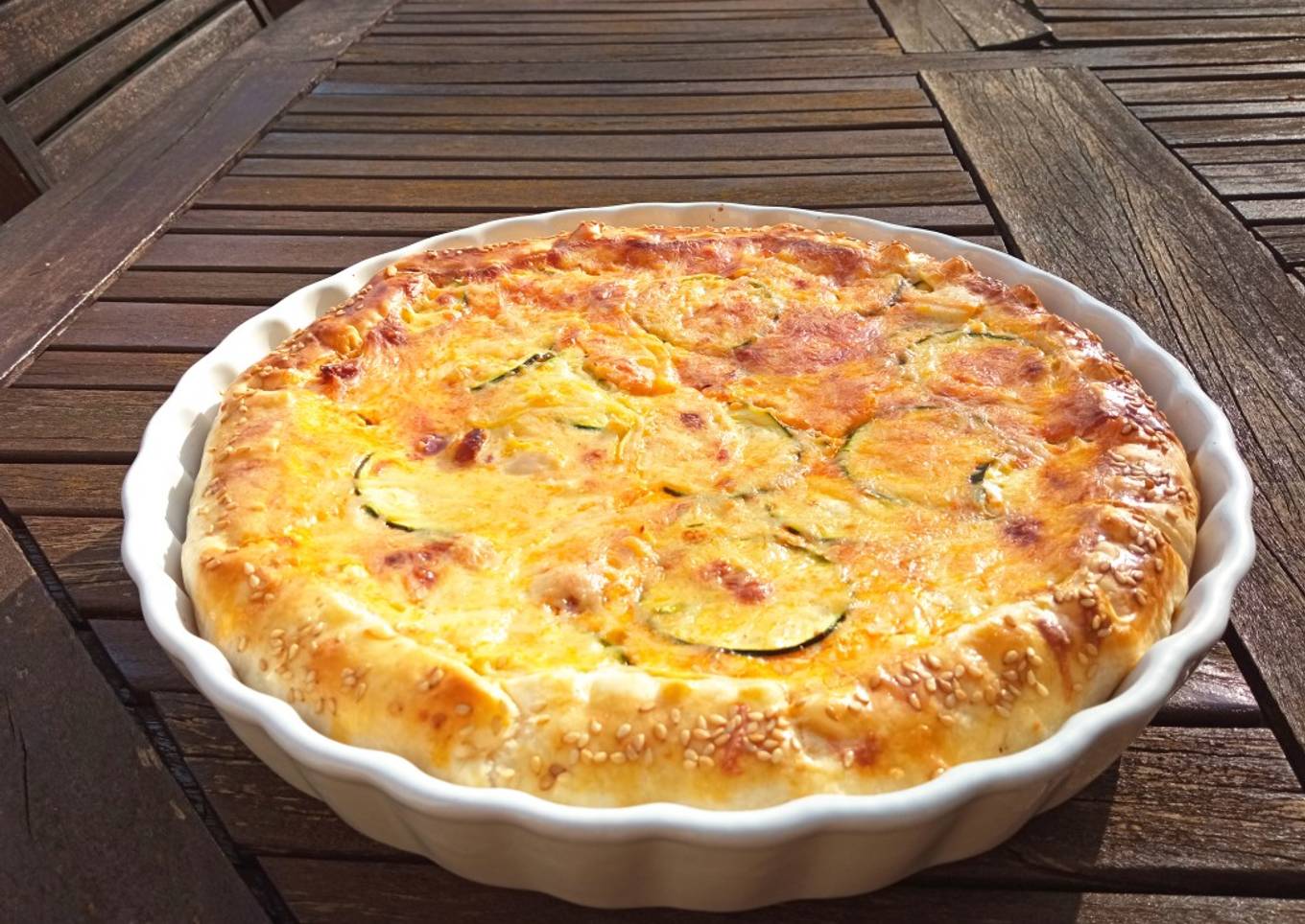 Quiche poulet chorizo courgettes