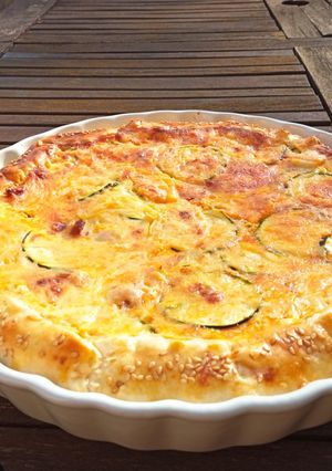 Une photo de Quiche poulet chorizo courgettes
