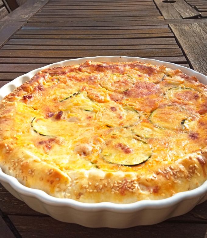 Une photo de Quiche poulet chorizo courgettes