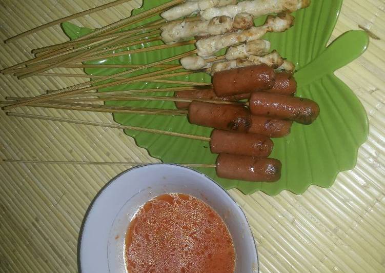 Steps to Make Cooking Sate Taichan Sosis Panggang

