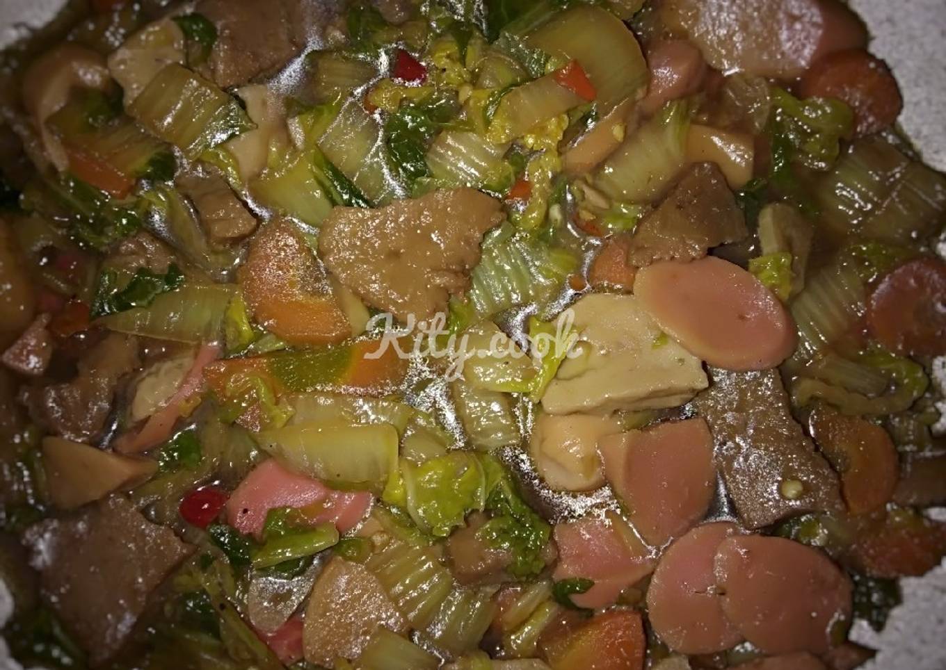 Tumis kuah sawi putih enak sederhana