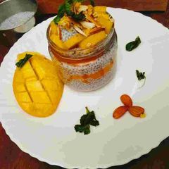 A picture of CHIA PUDDING WITH MANGO JAR 🥭(vegan chia pudding 😋).