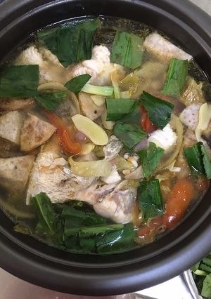 Hình của món Cá chẻm nấu lẩu.