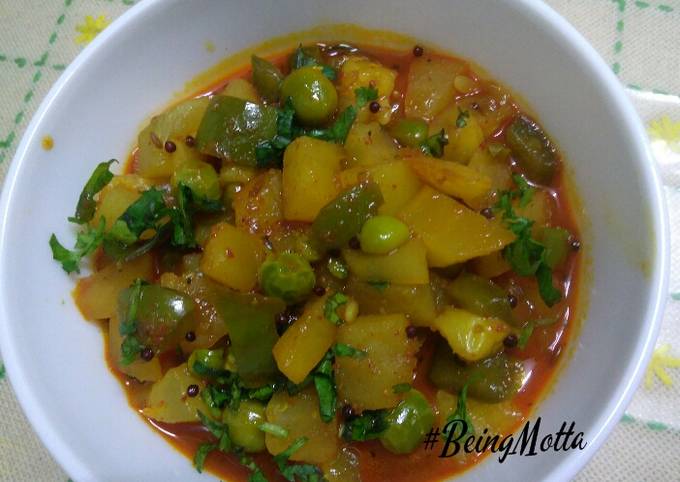 Easiest Way to Prepare Jamie Oliver Sweet potato bottlegourd peas and capsicum sabji