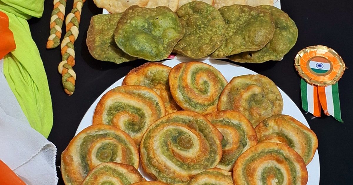 Tricolor Crispy Pinwheel Poori Recipe by Keshma Raichura - Cookpad
