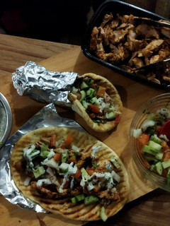 A picture of Chicken gyros.