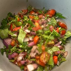 A picture of PERFECT Home Grown Tomatoe and Herb Salad Great Side dish or on a sandwich or Well you get the idea!.
