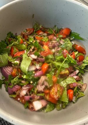A picture of PERFECT Home Grown Tomatoe and Herb Salad Great Side dish or on a sandwich or Well you get the idea!.