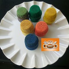 A picture of Coloured cupcakes.