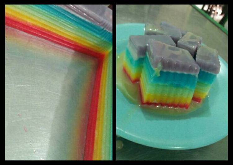 Langkah Mudah untuk Membuat Pudding rainbow, Enak Banget