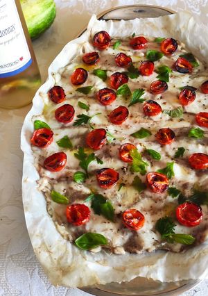 Foto di Carpaccio di Ombrina con pomodorini al forno