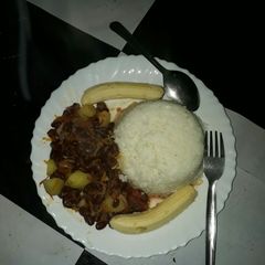 A picture of Coconut rice with beans.